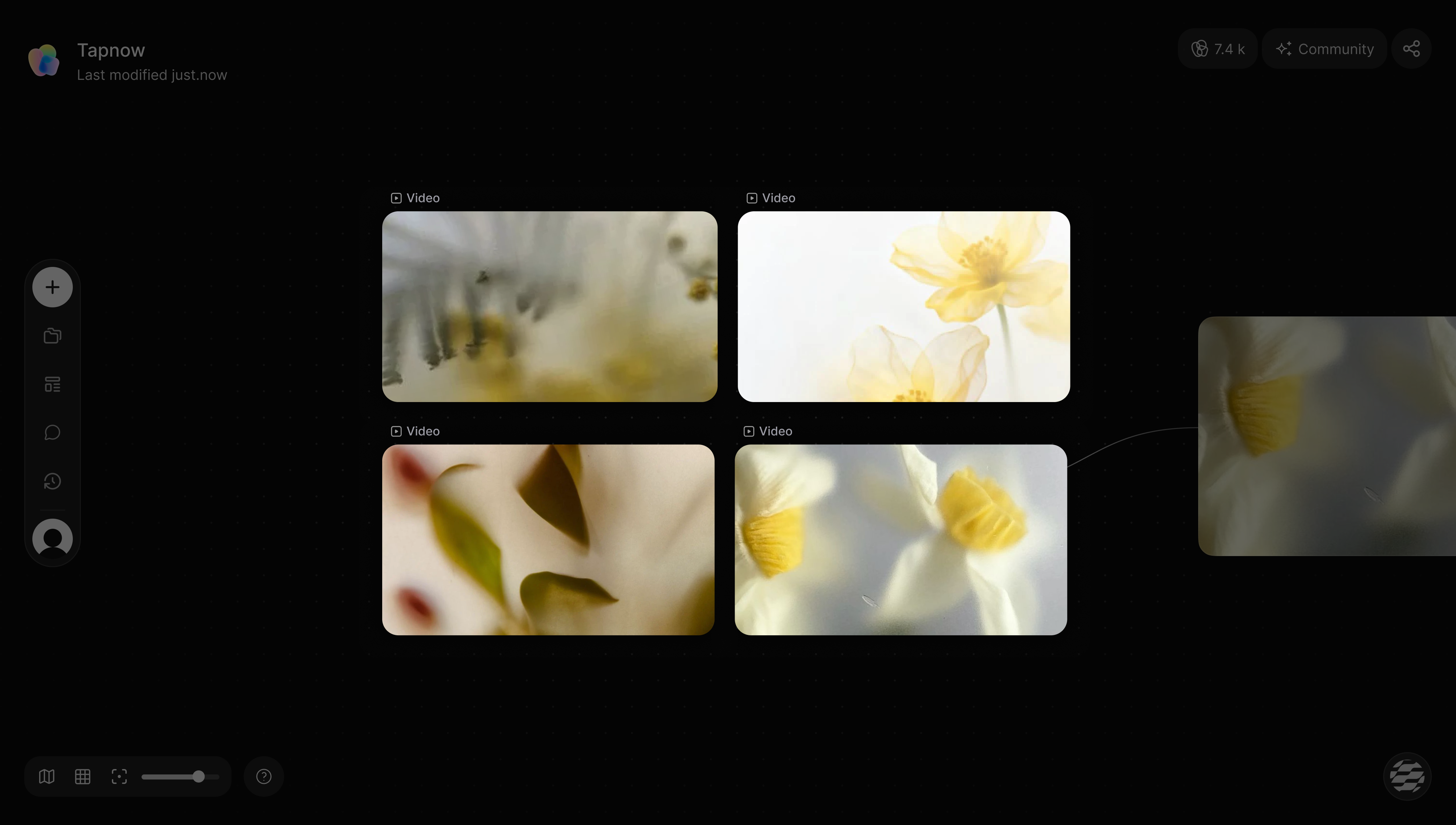 Expanded stack focus mode with canvas nodes