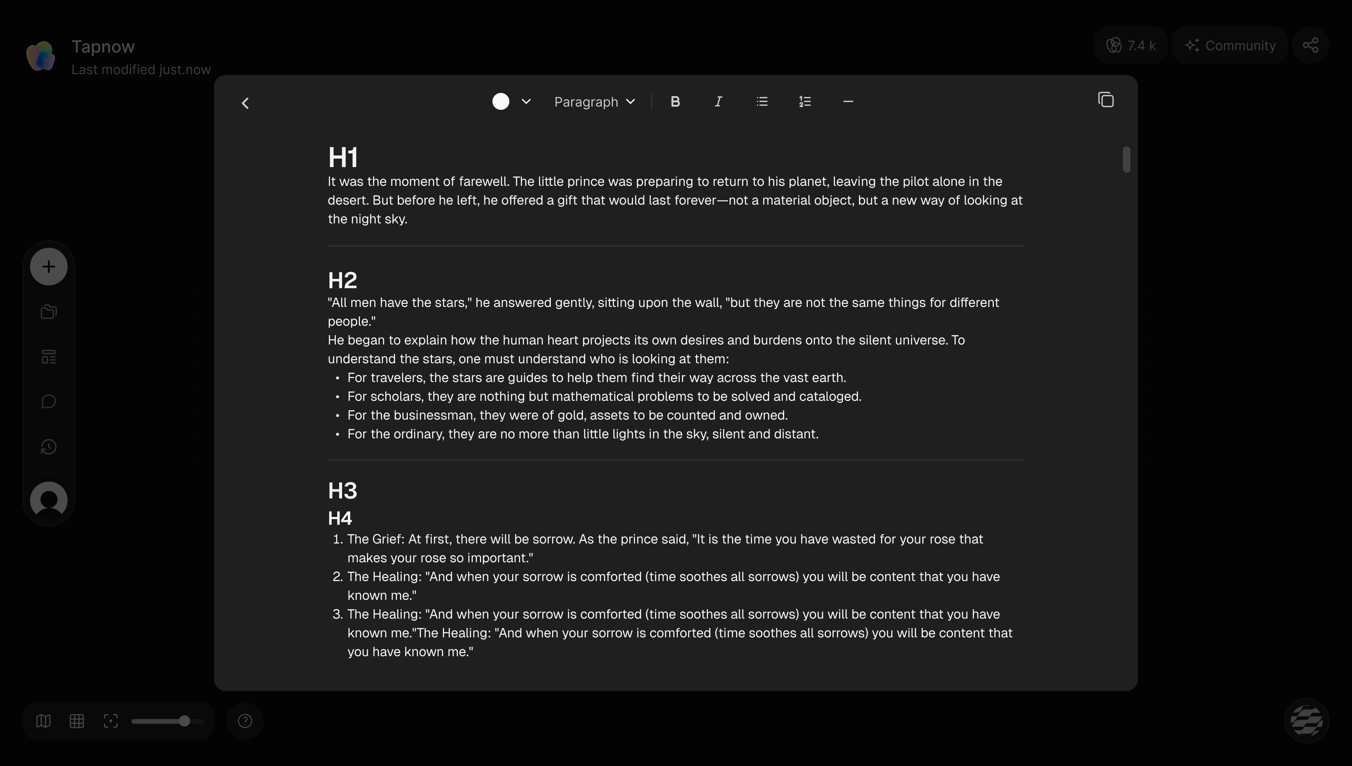 Expanded text editing mode