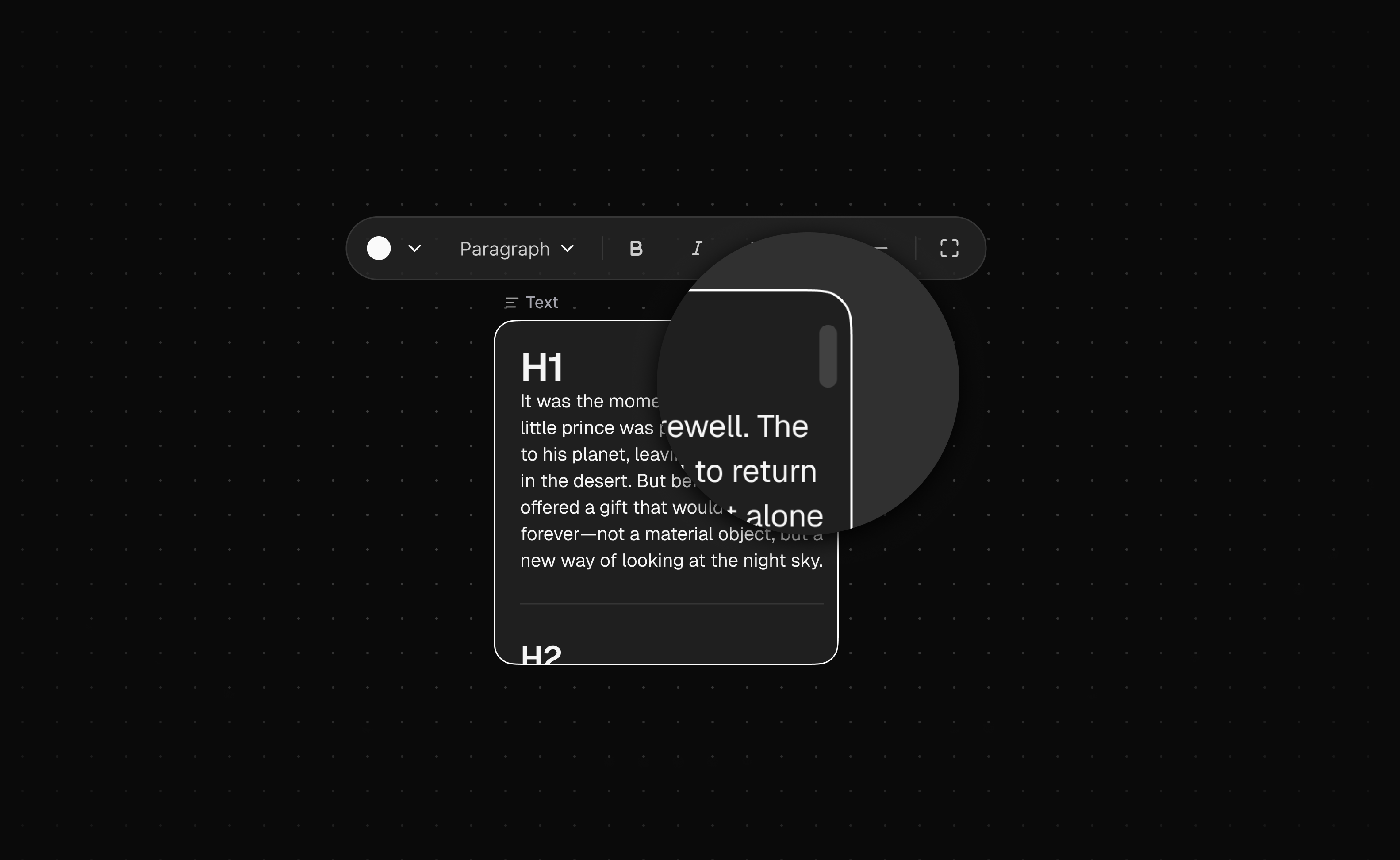 Text node internal scrolling interaction