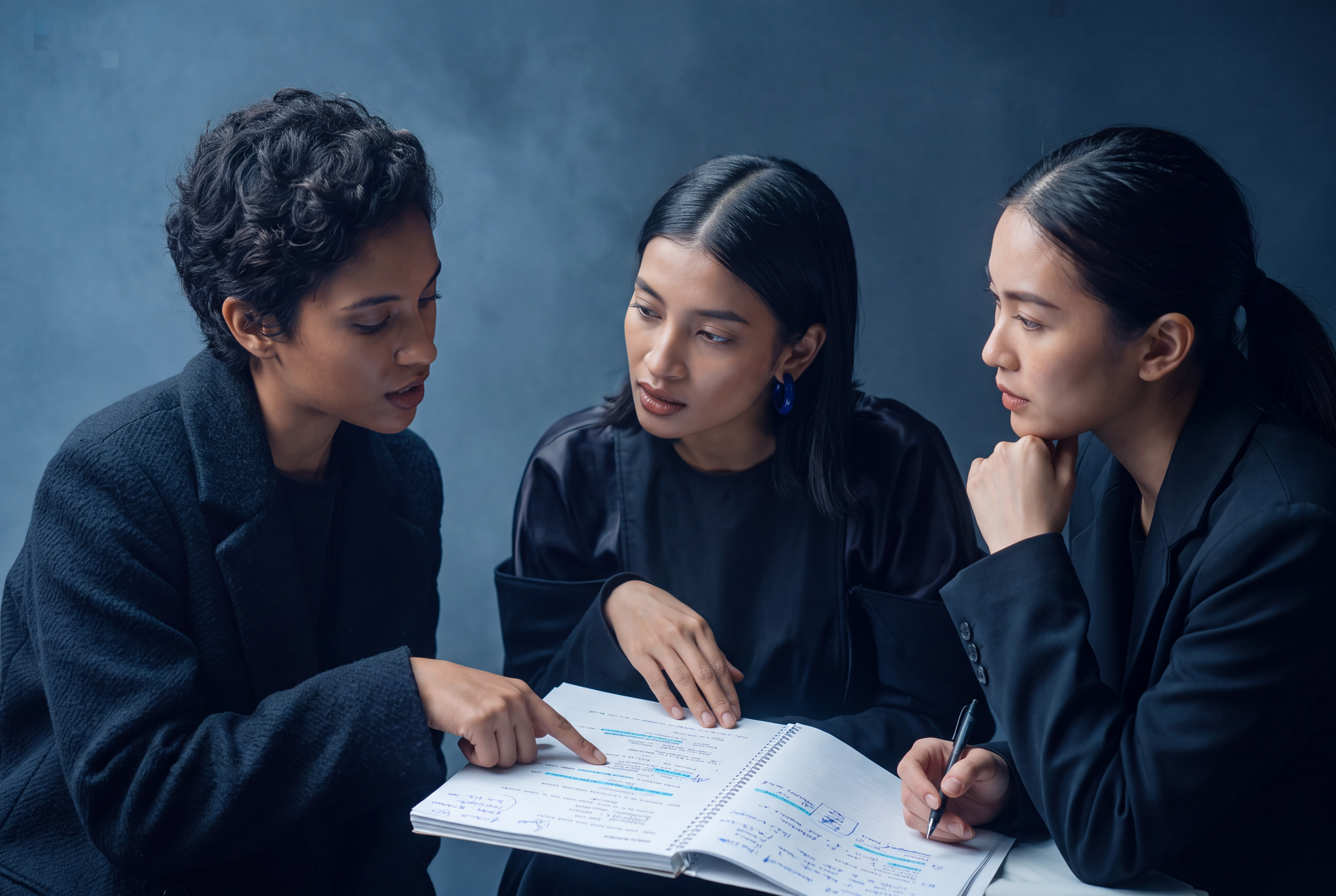 Collaboration users reviewing creative notes